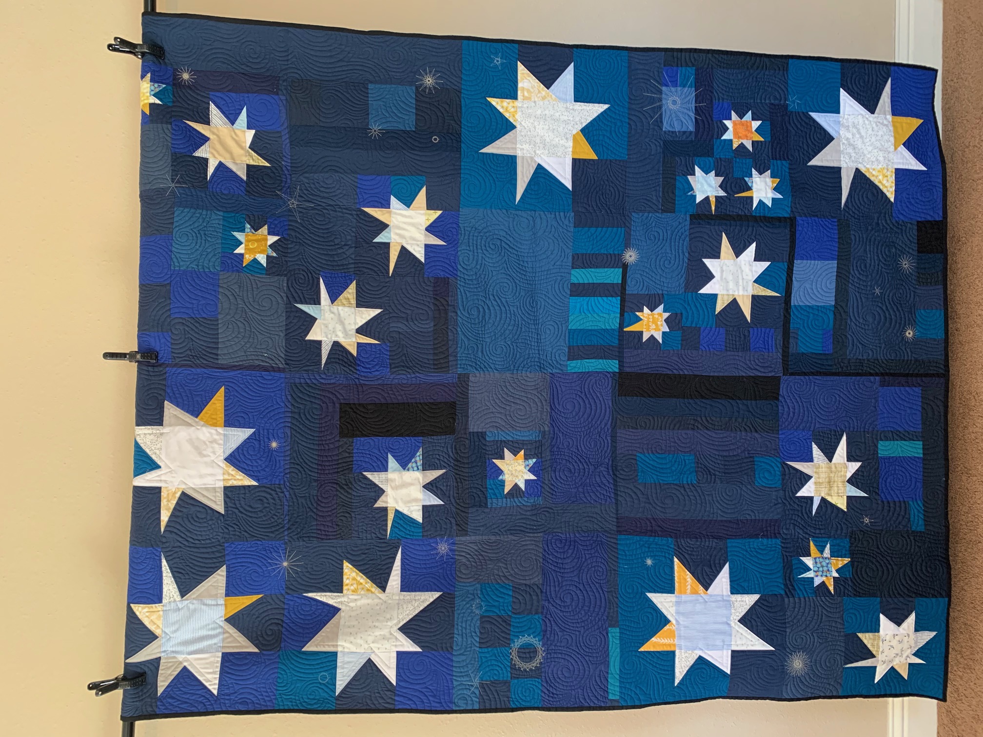 Custom quilting on pieced fabric